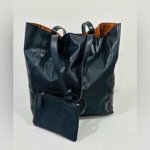 Joy Susan Vegan Leather Vida Carryall Black Tote Handbag